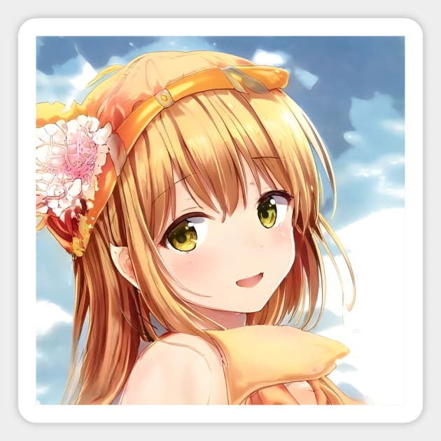 Cute anime face of blonde girl Magnet by animegirlnft